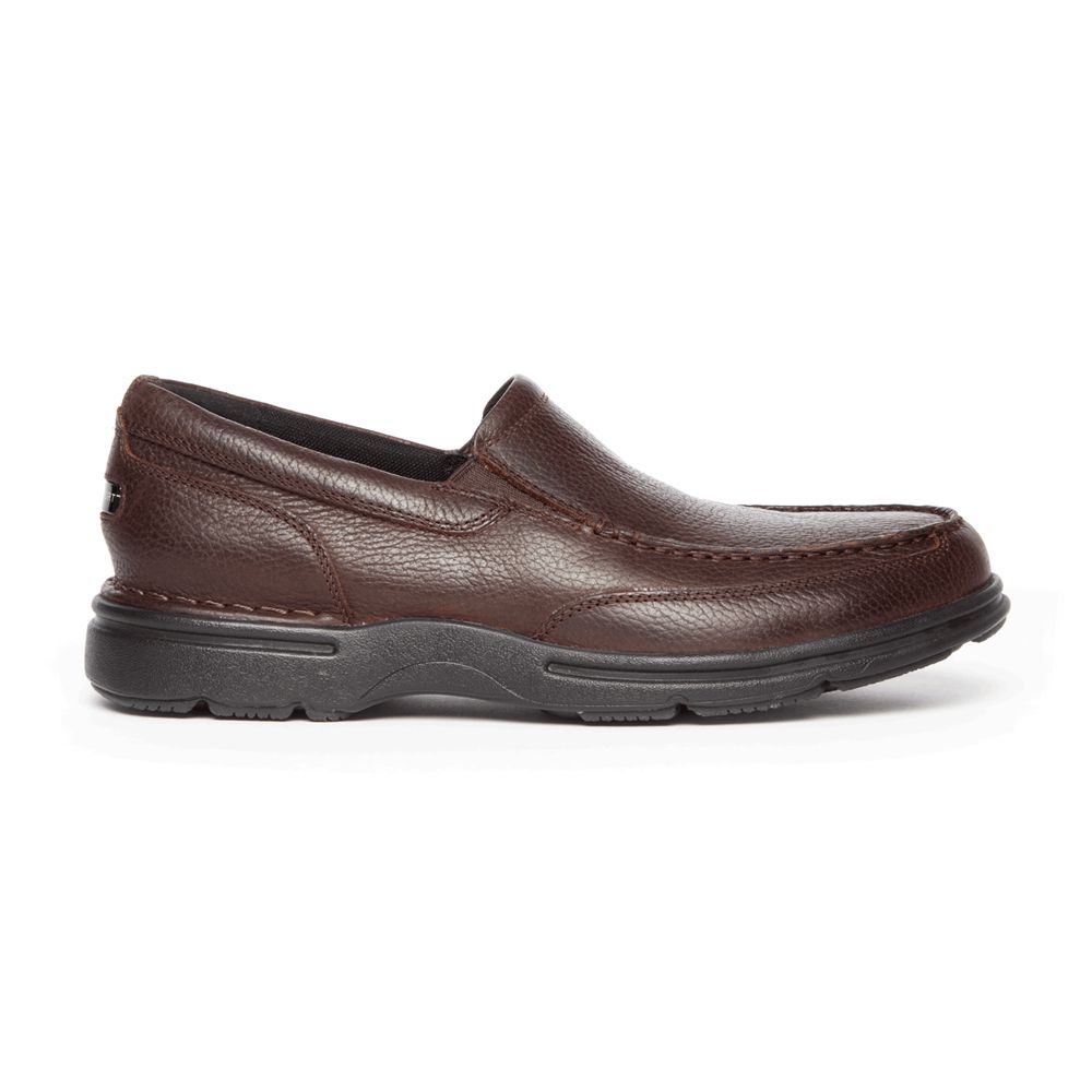 Rockport Men's Prowalker Eureka Plus Slip-On Walking Shoes - Dark Brown - USA (2806QRMHV)